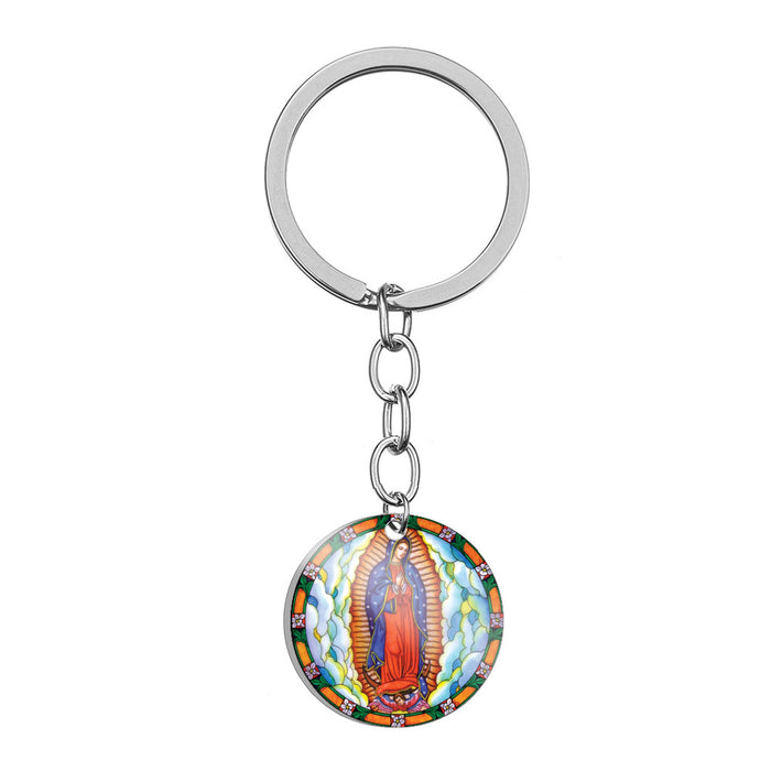 Wholesale Jesus Heart Virgin Mary Stainless Steel Keychain MOQ≥2 JDC-KC-HuanYu007