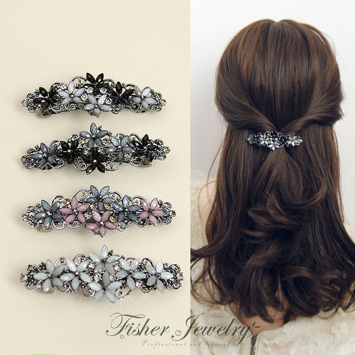 Wholesale Hair Clips Alloy Rhinestone Vintage Elegant Spring Clip JDC-HC-FSE003