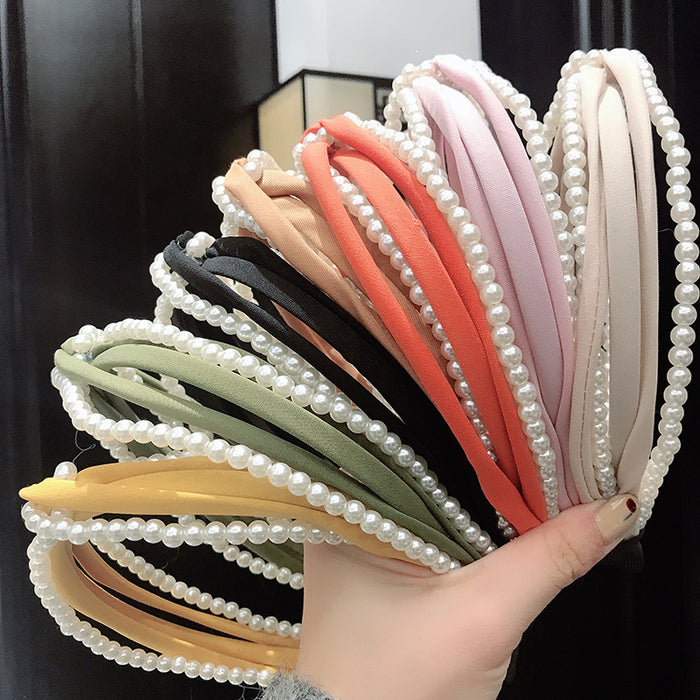 Wholesale Headband Hollow Pearl Cross Hairband Hair Accessories JDC-HD-LeiY005