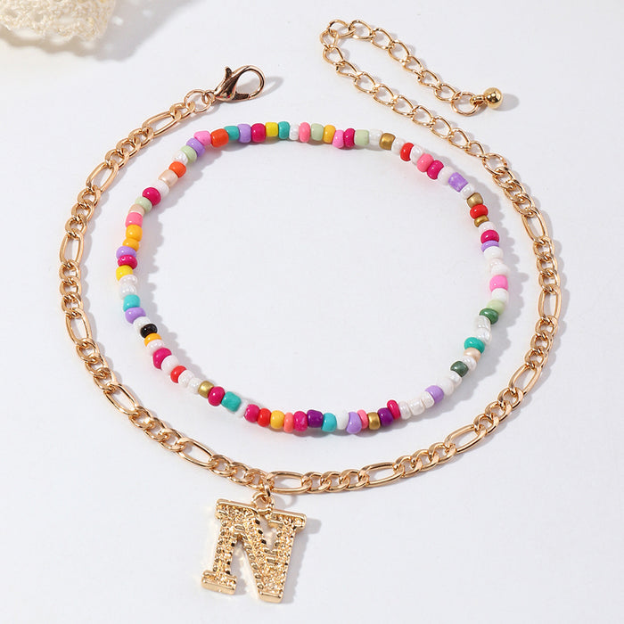 Wholesale Simple Trend Beach Style Color Bead Anklet JDC-AS-NZ017