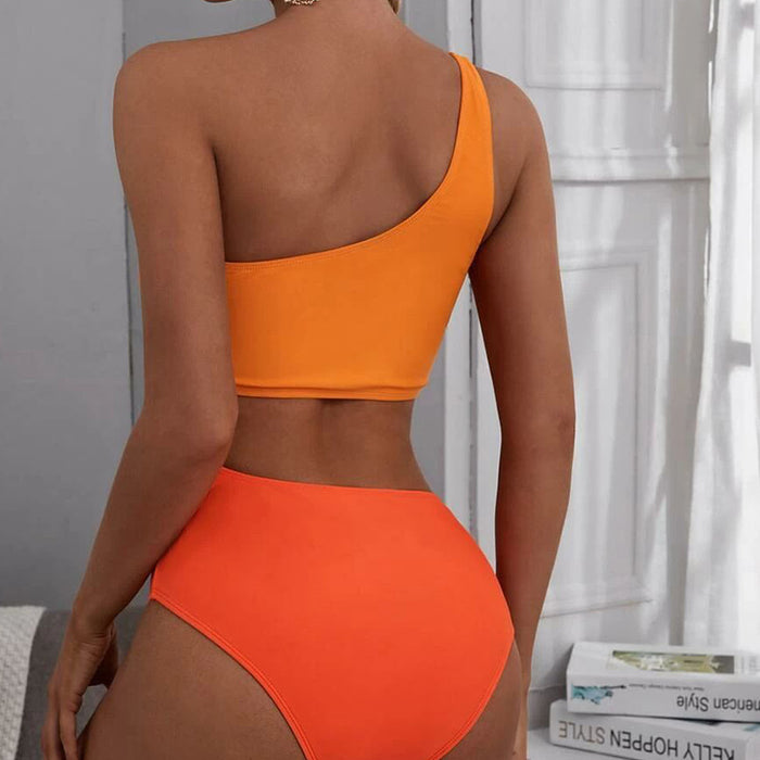 Wholesale One Piece Swimsuit Women High Waist One Shoulder Swimsuit Tight JDC-SW-shunl002