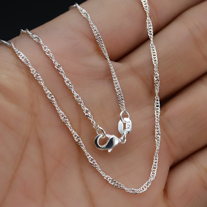 Jewelry WholesaleWholesale silver -plated necklace ladies water wave chain pendant JDC-NE-LongR005 Necklaces 龙瑞 %variant_option1% %variant_option2% %variant_option3%  Factory Price JoyasDeChina Joyas De China