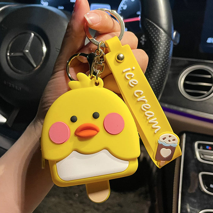 Wholesale keychain wallets Cartoon Epoxy Little Yellow Duck Coin Purse Keychain Pendant MOQ≥5 JDC-KC-XinJY002