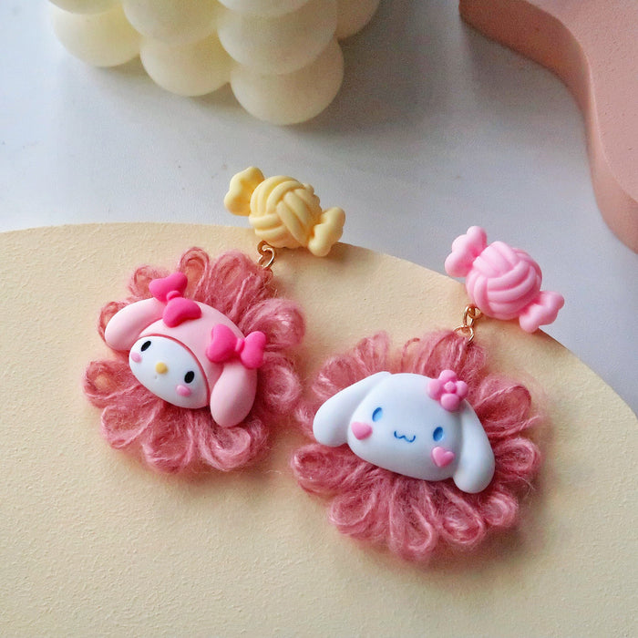 Wholesale Cartoon Cute Plush Flower Colorful Candy Earrings JDC-ES-XNWE001