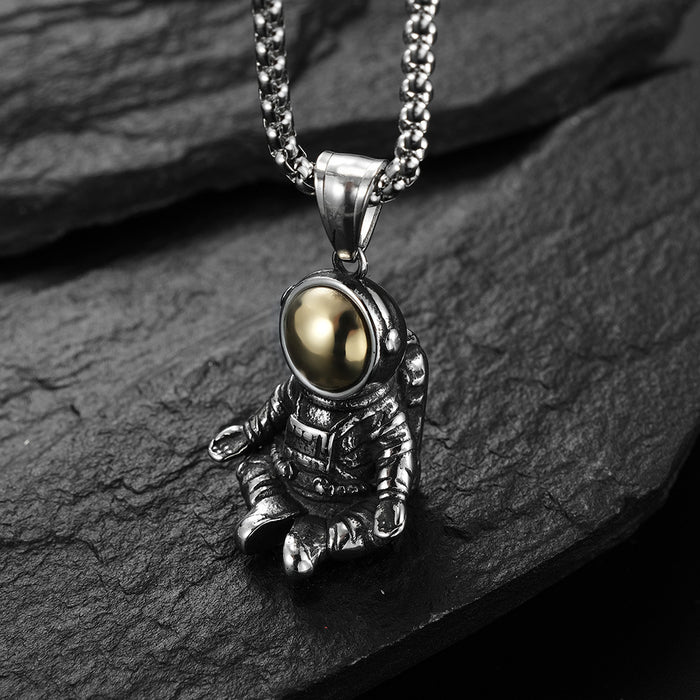 Jewelry WholesaleWholesale Astronaut Sit Down Fun Titanium Steel Pendant Necklace JDC-NE-QianF009 Necklaces 千风 %variant_option1% %variant_option2% %variant_option3%  Factory Price JoyasDeChina Joyas De China