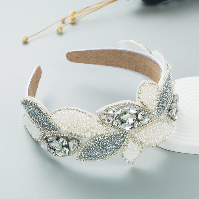 Jewelry WholesaleWholesale rhinestone pearl tree leaf shaped large wide-brimmed headband JDC-HD-Hemin001 Headband 和鸣 %variant_option1% %variant_option2% %variant_option3%  Factory Price JoyasDeChina Joyas De China