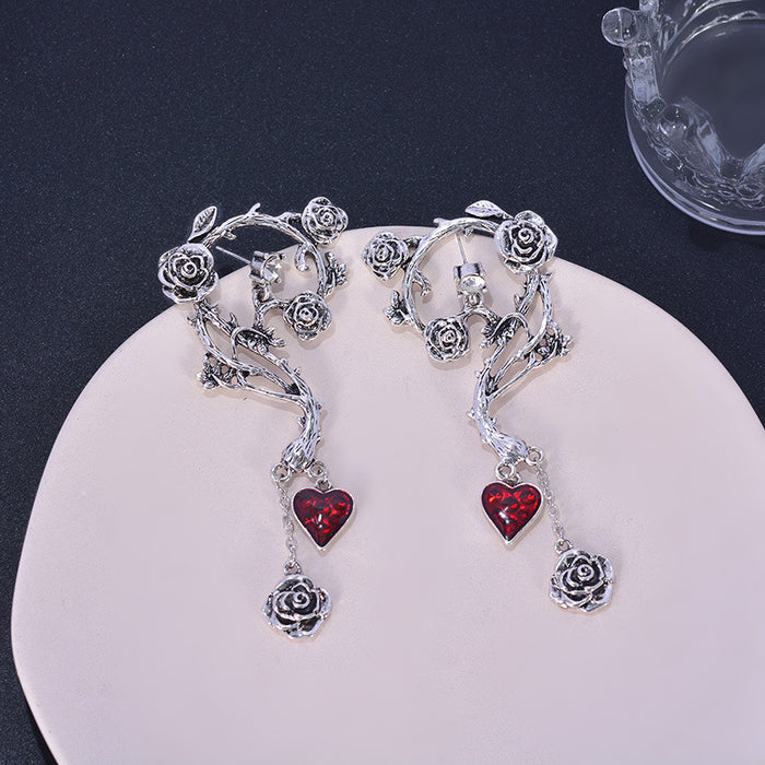 Wholesale Earrings Alloy Vintage Christmas Rosette Heart JDC-ES-LinL002