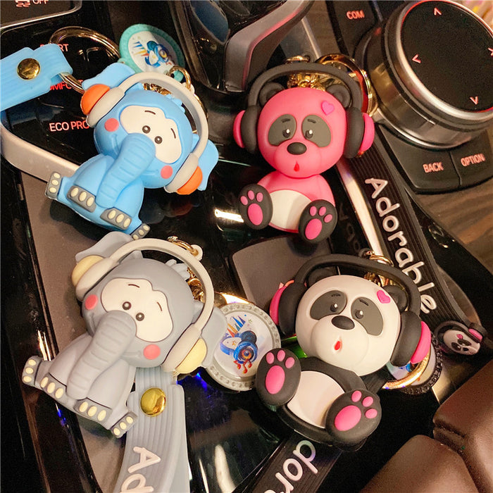 Wholesale cute elephant panda doll keychain MOQ≥3 JDC-KC-DeK001