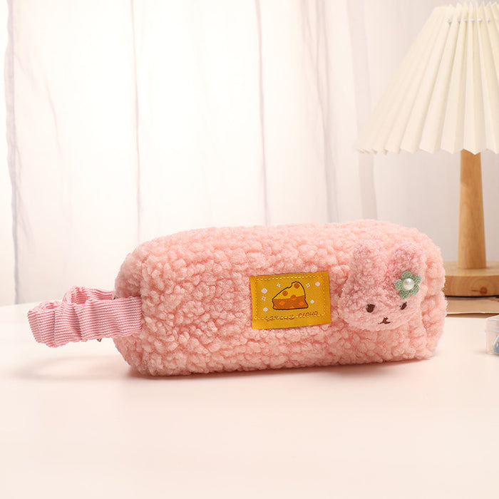 Wholesale Pencil Bag Lamb Wool Cute Cartoon Stationery Box MOQ≥2 JDC-PB-YUNKE016