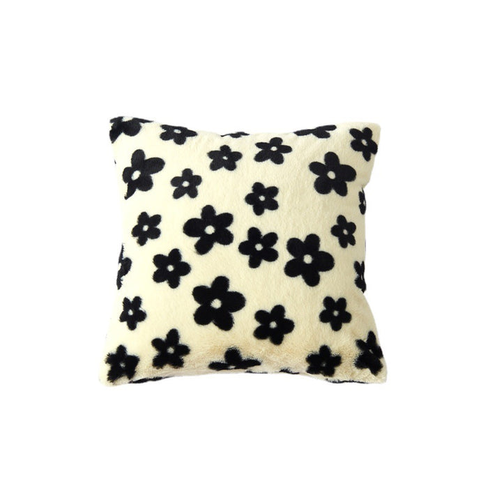 Wholesale Pillowcase Black And White Flower Double Sided Plush Overlock JDC-PW-Xuai005