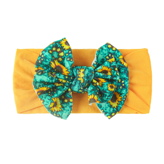 Wholesale baby nylon printed double bow Bandana sweatband JDC-HD-ML031