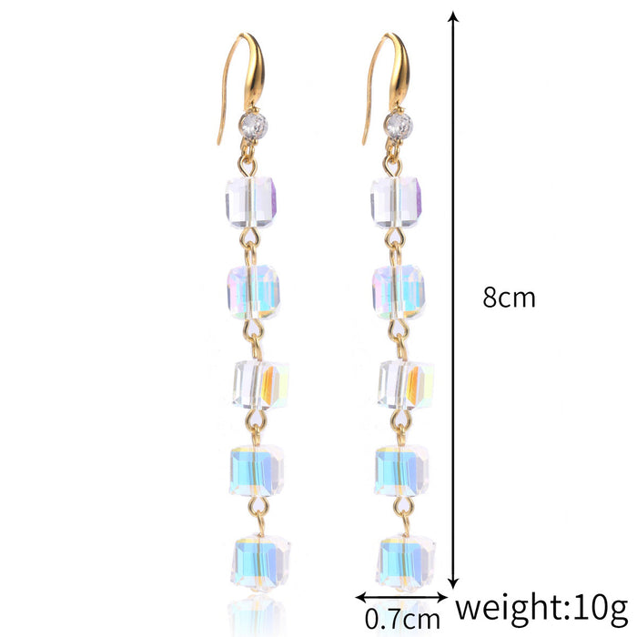 Wholesale Long Colorful Flower Heart Crystal Earrings JDC-ES-JiaYi001