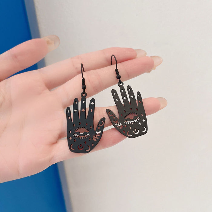 Wholesale Earrings Metal Cutout Palm Devil Eyes JDC-ES-AiMei026