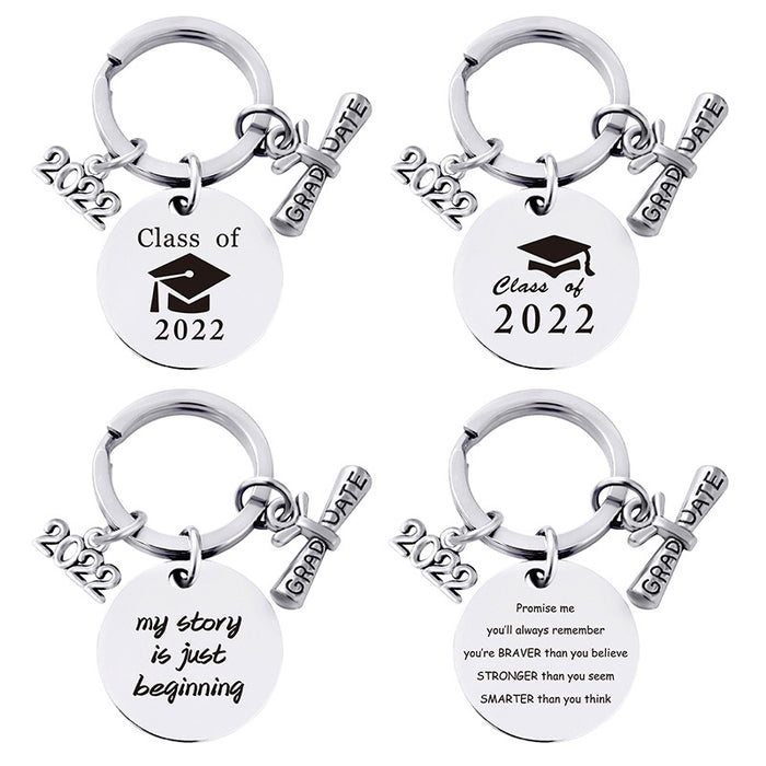 Jewelry WholesaleWholesale Stainless Steel Round Graduation Season Gift Metal Keychain JDC-KC-GangGu001 Keychains 钢古 %variant_option1% %variant_option2% %variant_option3%  Factory Price JoyasDeChina Joyas De China