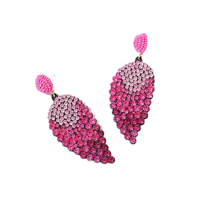 Wholesale Earrings Alloy Crystal Full Diamond Leaves JDC-ES-GuTe022