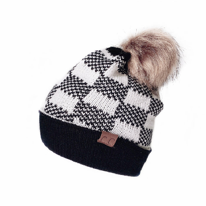 Wholesale Hat Acrylic Fiber Removable Fur Ball Warm Knit Hat MOQ≥2 JDC-FH-QiaoL003