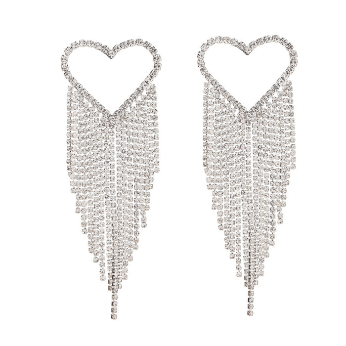 Wholesale Earrings Alloy Rhinestone Valentine's Day Heart Tassel JDC-ES-JUYAO013