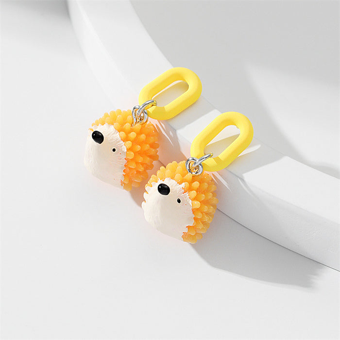 Wholesale Earring Resin Simulation Cute Hedgehog JDC-ES-GuTe008