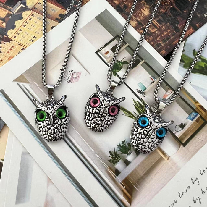 Wholesale Cross -border Silver Vintage Series Punk Cat Eagle Pendant necklace MOQ≥10 JDC-NE-YiFan001