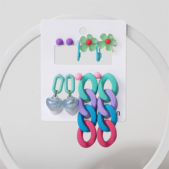 Wholesale Earrings Acrylic Candy Color Exaggerated Combination Set MOQ≥2 JDC-ES-GuTe026