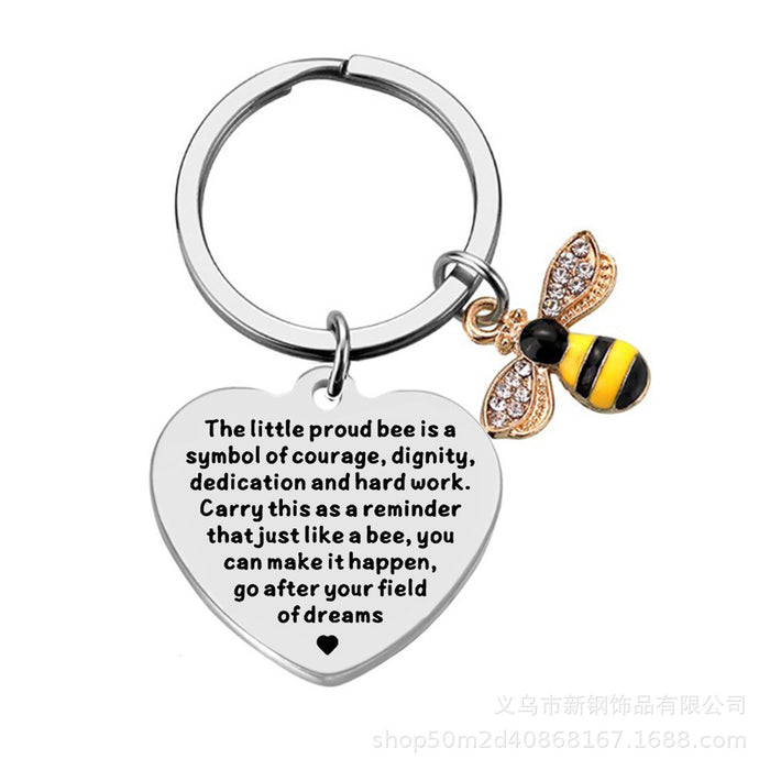 Jewelry WholesaleWholesale Teacher's Day Little Bee Stainless Steel Keychain MOQ≥2 JDC-KC-XinG002 Keychains 新钢 %variant_option1% %variant_option2% %variant_option3%  Factory Price JoyasDeChina Joyas De China