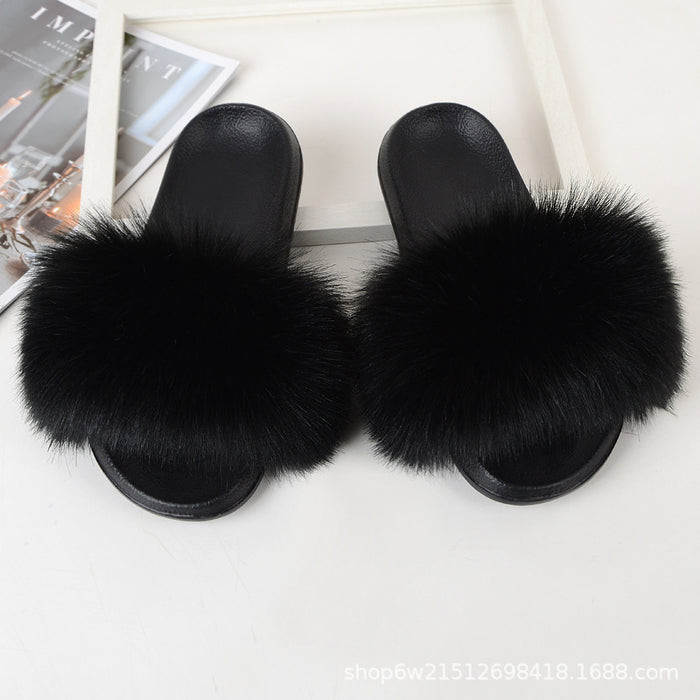 Wholesale imitation fox fur sandals outside wear beach plush sandals JDC-SP-XYu004