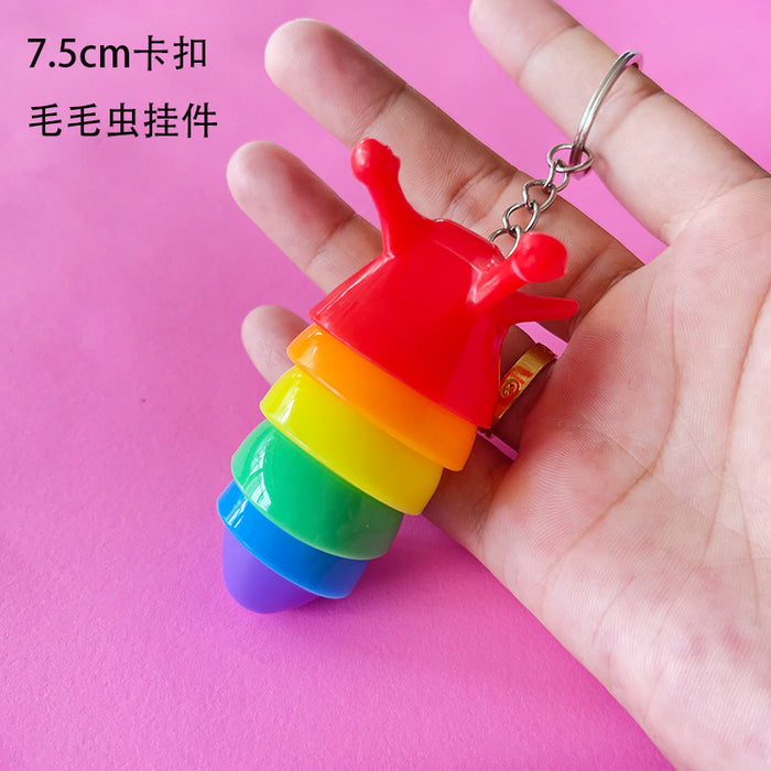 Wholesale Keychains For Backpacks keychain caterpillar pendant decompression toy slug slug keychain bag pendant MOQ≥2 JDC-KC-YDuo001