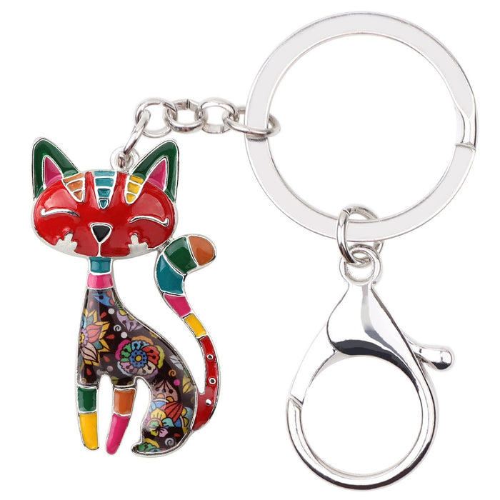 Wholesale Color Cat Keychain Alloy Keychain JDC-KC-HonS001