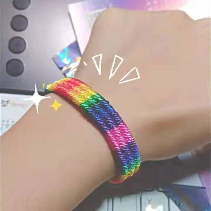 Wholesale LGBT Rainbow Bracelet Manual Weaving JDC-BT-GuangG003