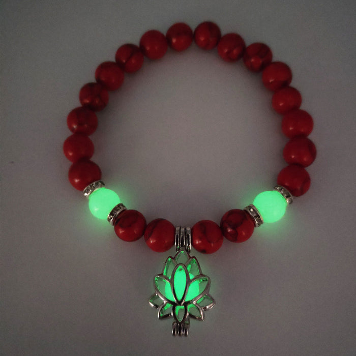 Wholesale Turquoise Bead Bracelet Energy Glowing Lotus Stretch Beads JDC-BT-ZhongY001