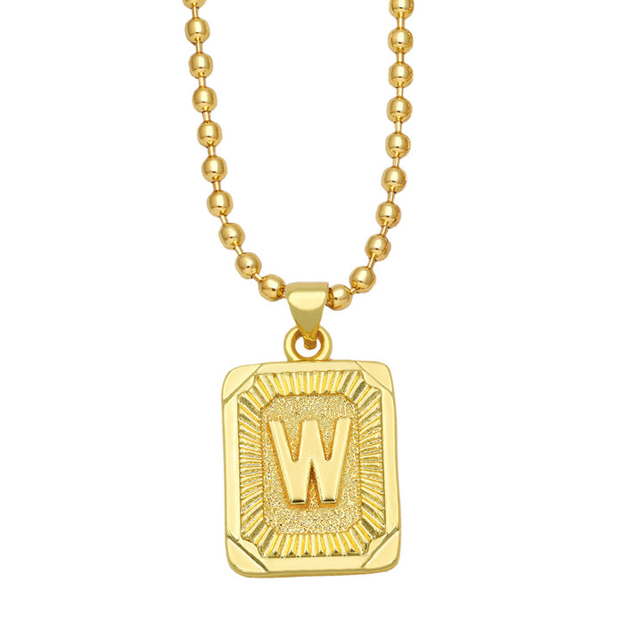 Wholesale Fashion Versatile 26 English Alphabet Necklaces Plated 18K Gold Square Letters JDC-NE-AS586