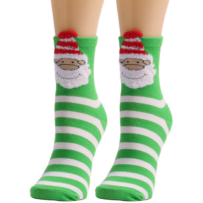 Wholesale Socks Polyester Stretch Silk Christmas Elk Stockings MOQ≥3 JDC-SK-XQ010