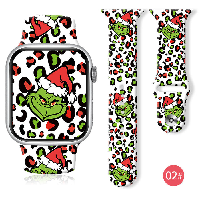 Wholesale Cartoon Christmas Silicone Strap Suitable for Apple Watch Strap JDC-WD-NuoQi004