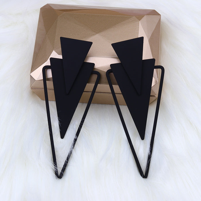 Wholesale Earrings Metal Exaggerated Big Triangle Earrings MOQ≥2 JDC-ES-Duai041