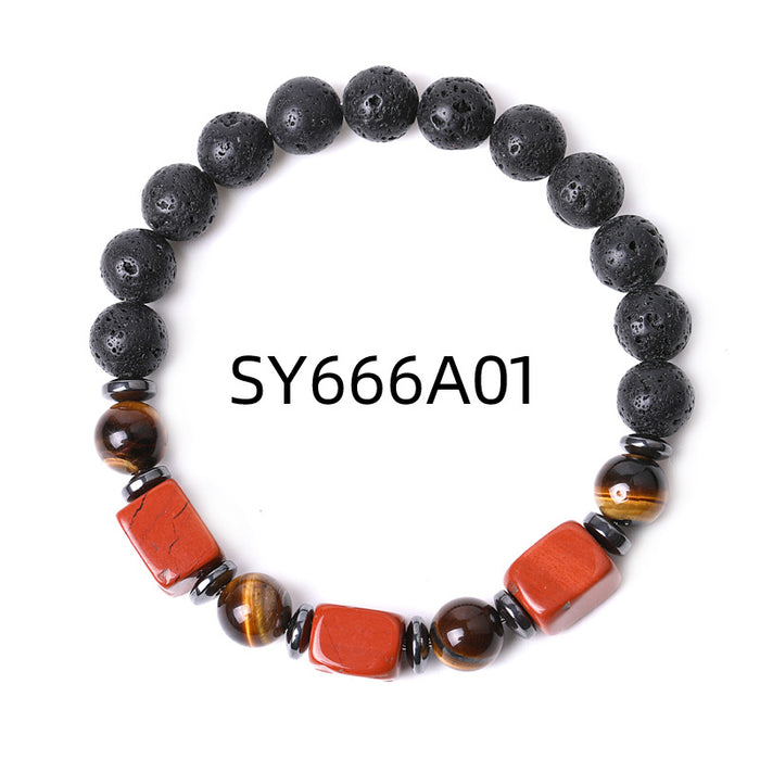 Wholesale Volcanic Stone Bracelet Square Agate Tiger Eye Beads MOQ≥2 JDC-BT-XIUHAO003