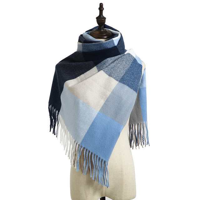 Wholesale Scarf Imitation Cashmere Plaid Thickened Warm Long Scarf JDC-SF-Randai001