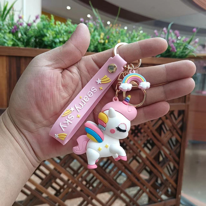 Wholesale Keychain Silicone Cute Unicorn Doll Pendant MOQ≥2 JDC-KC-YChaang009