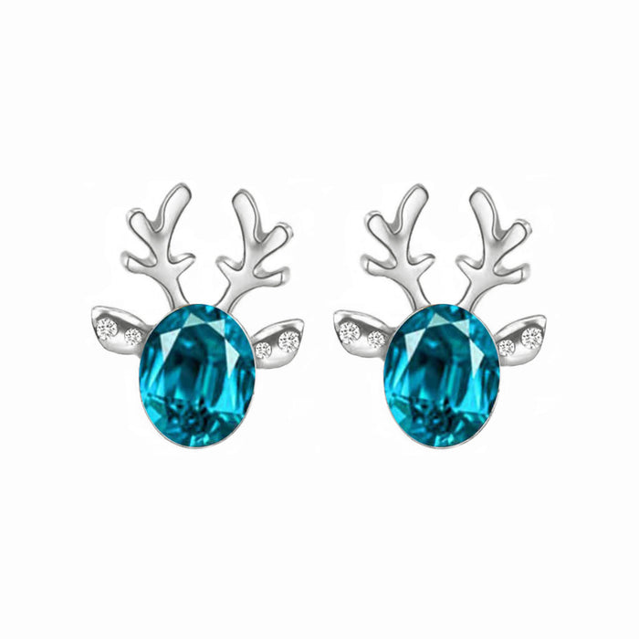 Wholesale Earrings Alloy Christmas Elk Stereo Antlers Crystal Gemstones JDC-ES-LongX002