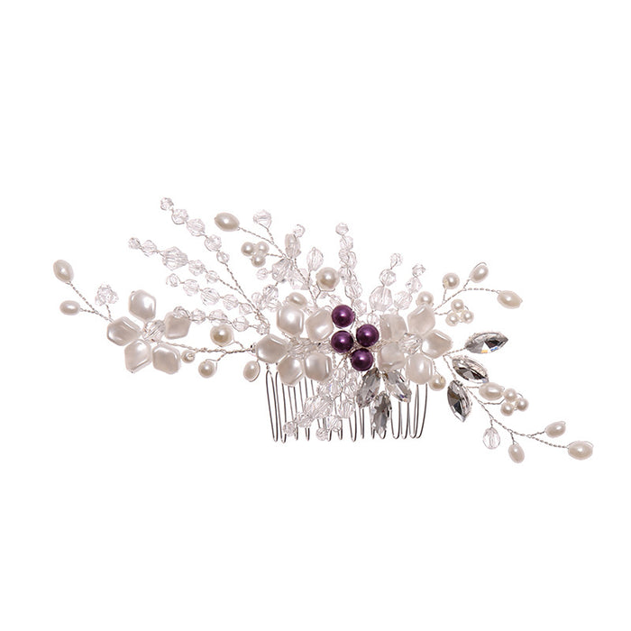 Wholesale Pearl Braided Hair Comb Insert Comb Headdress Crystal Flowers JDC-HC-Nianc004