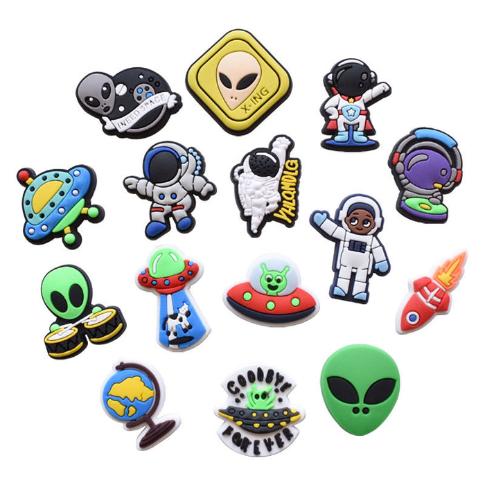 Wholesale Croc Charms Random 100pcs Cartoon Alien PVC DIY Accessories JDC-CCS-RYY065