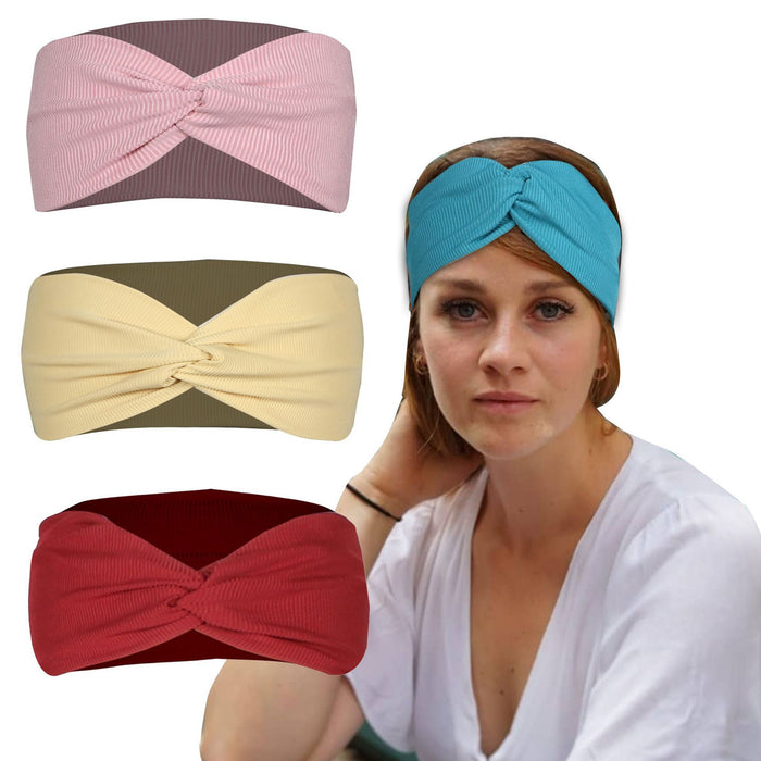 Wholesale Headband Knitted Solid Color Wide Edge Sports MOQ≥2 JDC-HD-FanM007