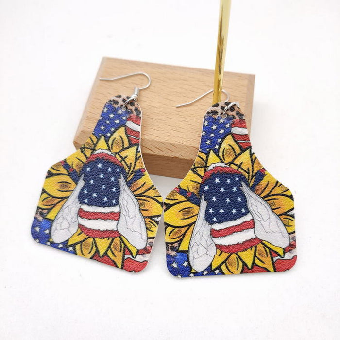 Wholesale 4th of July Independence Day Earrings PU Leather Earrings JDC-ES-KDL003