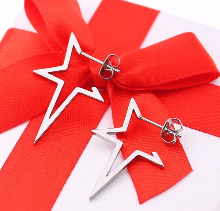 Wholesale Stainless Steel Pentagram Earrings JDC-ES-SS023