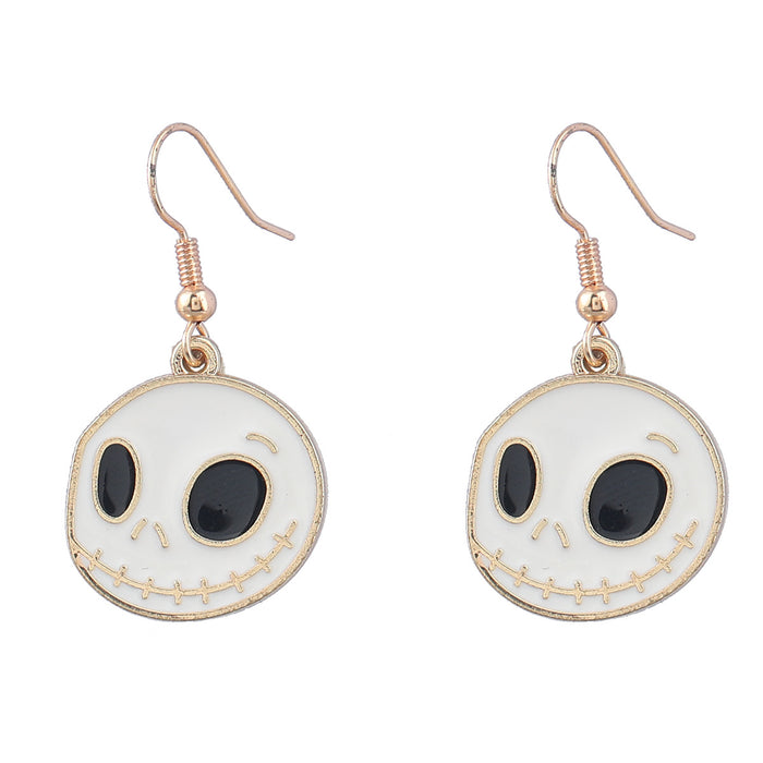 Wholesale Earrings Alloy Enamel Halloween Skull Zombie Ear Hooks JDC-ES-JL1039