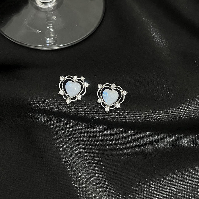 Wholesale Earrings Alloy Heart Hollow Micro Inlaid Zircon JDC-ES-MDD047