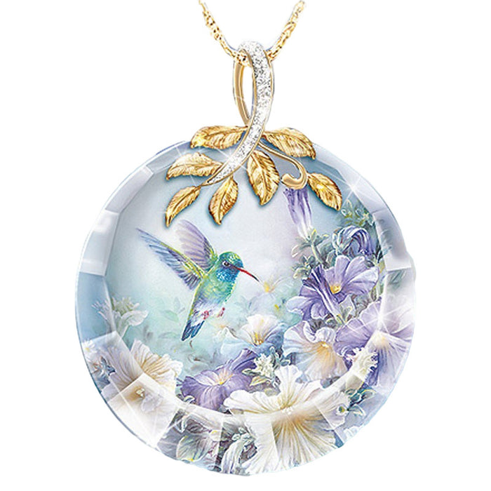 Wholesale creative flower bird necklace pendant MOQ≥2 JDC-NE-ZiB011