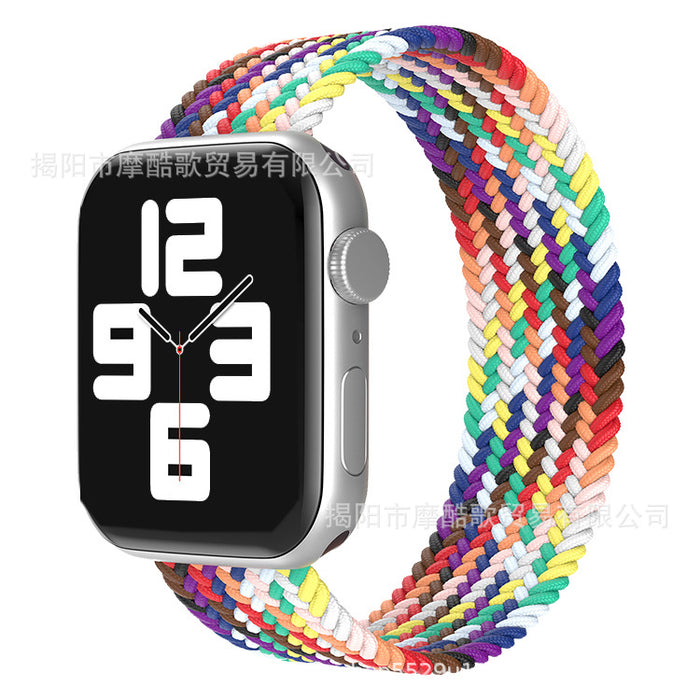 Jewelry WholesaleWholesale Stretch Woven Nylon Canvas Rainbow Apple Watch Strap MOQ≥10 JDC-WH-MKG002 Watch Band 摩酷歌 %variant_option1% %variant_option2% %variant_option3%  Factory Price JoyasDeChina Joyas De China