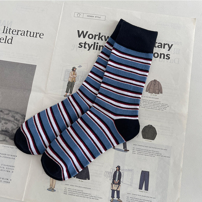 Wholesale Socks Cotton Contrast Stripes MOQ≥5 JDC-SK-YouS005