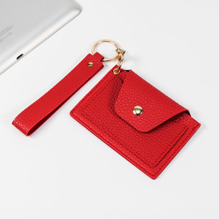 Wholesale PU Leather Candy Color Litchi Pattern Wallet Keychain MOQ≥3 JDC-KC-XXZN002