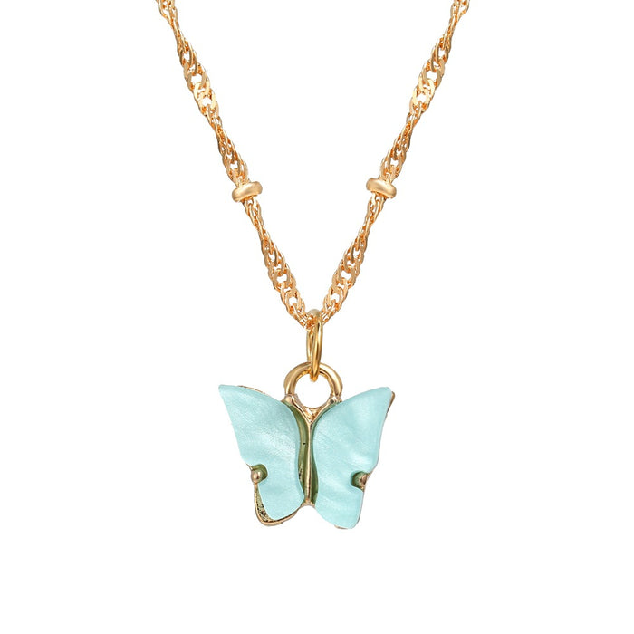 Wholesale Color Acrylic Butterfly Necklace Set Retro Simple JDC-NE-F076